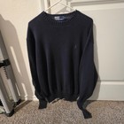 Polo Ralph Lauren Mens Xl Navy Blue 100  Cotton Crewneck Sweater Red Pony Logo
