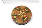 Stunning Vintage Round Metal Tin With Bright Florals