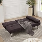 Faux Leather Futon Sofa Bed Sleeper Couch With 2 Cup Holders For Living Room
