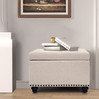 24 Inch Modern Tufted Bedroom Storage Ottoman Bench  Linen Lift Top Upholstered 