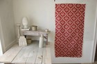 French Fabric Vintage Red Floral Glazed Cotton C1890 Crisp Light Weight