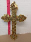 Vintage Style Gold Tone Grapevine Cross Wall Hanging 16    Ornate Religious Decor