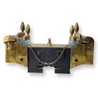 Antique Ottoman Turkish Brass   Teakwood Portable Shoe Shine Kit   Box