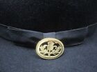 Vintage Black Fedora Mens 23 5  Wide Brim Gold Emblem Pin Accent Euc Read