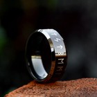 Black With Silver Edges Viking Runes Celtic Wedding Band Tungsten Carbide Ring