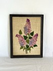 Vintage Crewel Embroidery Of Lilacs Framed