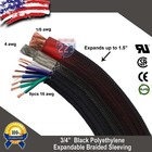100 Ft 3 4  Black Expandable Wire Cable Sleeving Sheathing Braided Loom Tubing 