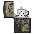 Zippo 47210   Skeleton Wedding Design  Black Matte Finish Lighter  New