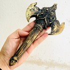 Antique Deity Weapon Iron Magic Axe Twin Blade Warrior Naga Dragon Serpent 17959