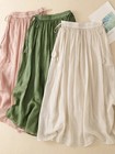 Artistic Pure Color Midi A-line Skirt Double Layer Brand Buckle Summer Style