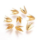 Mid Century Minimalist Style Long Gold Tulip Bead Caps 14k Plated 20 Pcs