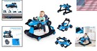 Homgx 4-in-1 Adjustable Baby Walker With Music   Race Car Mode  Foldable  Blue