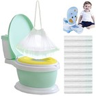 100 Pack Potty Chair Liners Disposable drawstring Training Toilet Seat Green