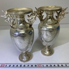 Very Rare Antique Chinese Qing Dynasty Silver Pair Of Flower Vase 248g