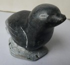 Vintage Inuit Art Soapstone  seal On Rock  Eskimo Carving-signed