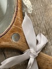 Antique Wood Bevelled Hand Mirror Mother Of Pearl Inlay Vintage  walnut  oak