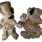 2000 Disney Parks Christmas Mickey   Minnie Victorian Cream Satin Plush Set Nwt