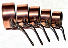 Vintage French Copper Pan Set Of 5 Hammered Rivets Tin Lining 12 1lbs