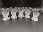 Set Of 5 Mid Century Retro Modern Glass Barware Cordial Cocktail Glasses Silver