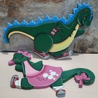 Vintage Wooden Dinosaurs Wall Hanging Nursery Childrens Room Decor