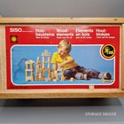 Vintage Siso W  Germany Wooden Elements Building Blocks 83 Pcs Pull Truck Rare