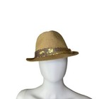 Fedora Hat Sequin Band Tan 100  Jute Fiber Party Dressy Costume One Size