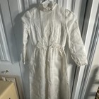Vintage Dress Girls Victorian Style Handmade White Sheer Lace Trim Maxi
