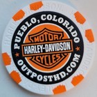 Harley Davidson Poker Chip Outpost Pueblo Colorado Full Color White Orange
