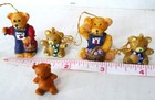 Teddy Bear Ornament Lot Of 5 Vintage Miniatures Brown Cubs And Big Bears