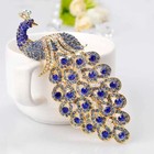Sapphire Blue Crystal Peacock Brooch     Rhinestone Animal Jewelry Pin Gift