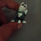 Pit Bull Terrier Dog Mini Plastic Figurine Gray white With Chain Collar