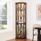 Corner Glass Cabinet Lighted Curio Cabinet Corner Display Case For Living Room 