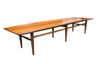 Restored Mid-century Modern Surfboard Coffee Table By Bassett     1960s Walnut