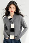 Women Loose Fit Long Sleeve Sweater Contrast Scarf Collar Winter 2025