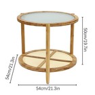 Round Coffee Table wood Living Room Table 2 Tiers Indoor End Table  free Standing