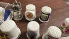 Vintage Lot Of 18 Internation Porcelain   Pewter Thimbles Collectible