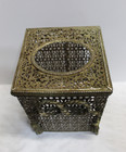 Antique Tissue Box Cover Holder Filigree Metal Mcm Hollywood Regency Square