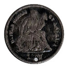 Love Token  - Papa -  Us 1877 90  Silver Seated Liberty Dime 10 Cent Coin Father