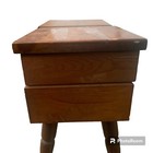 Vtg Sewing Tool Cabinet Wood Accessories Box Double Drawers Wooden Compartments