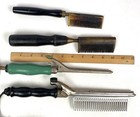 Vintage Hair Tools  1 Curling Rod Iron   3 Hot Straight Comb Barber Beauty Shop