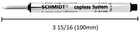 3 Schmidt Short Capless Rollerball Refills  Fits Retro 51  P8126  P8127  P8120