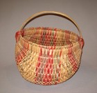 Great Old Antique Vtg Ca 1940s Hand Woven Basket W dyed Weavers Very Nice Indian