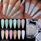Reflective Glitter Nail Powder Green Red Nail Art Dust Shinning Chrome Pigment D