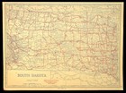 Vintage Map Of South Dakota Highway Map Auto Trails Old Original Antique