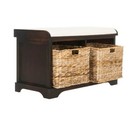 Bench Storage Wood Woven Basket Seat Nursery Play Mud Room Kid Toy Entry Way New