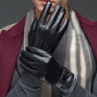 Men Winter Leather Gloves Full Finger Touch Screen Motorcycle Driving Warm 1pair