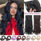 100  As Remy Human Hair Long Full Head Clip In On Hair Extensions Thick Ombre Us