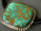 Native American Navajo Gem Gr  Aquagreen Turquoise Sterling Silver Bolo Tie 2 5 