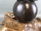 Antique Japanese Meiji Bronze Elephant Balancing On Ball Okimono Signed Hoshu    