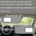 Pair Gray Side Sun Visor W light For Hyundai Santa Fe 2006-2009 852100w110j4